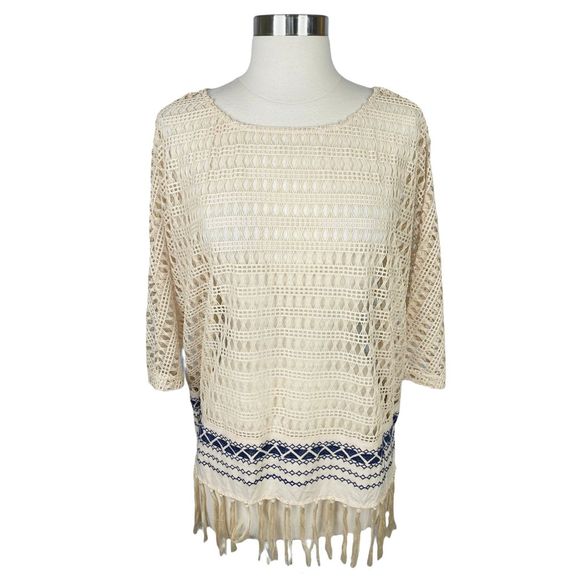 Umgee Boho Crochet Fringe Top - Size Small (Oversized) - Picture 1 of 4